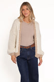 Anige Contrast Trim Cardigan Cream