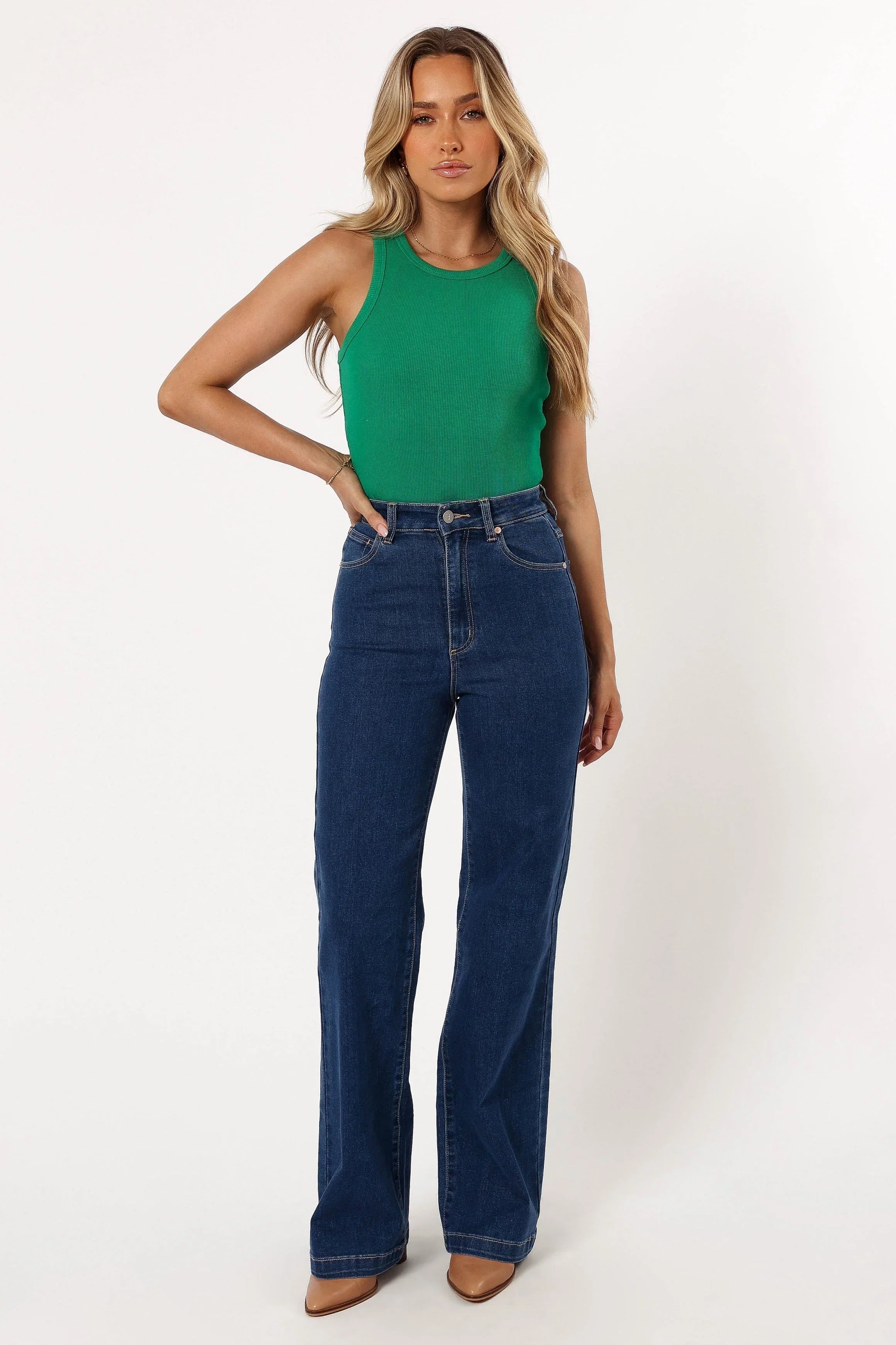Ari Ribbed Tank Top Green