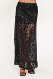 Yonder Sheer Panel Lace Maxi Skirt Black