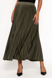 Polina Pleated Maxi Skirt Olive