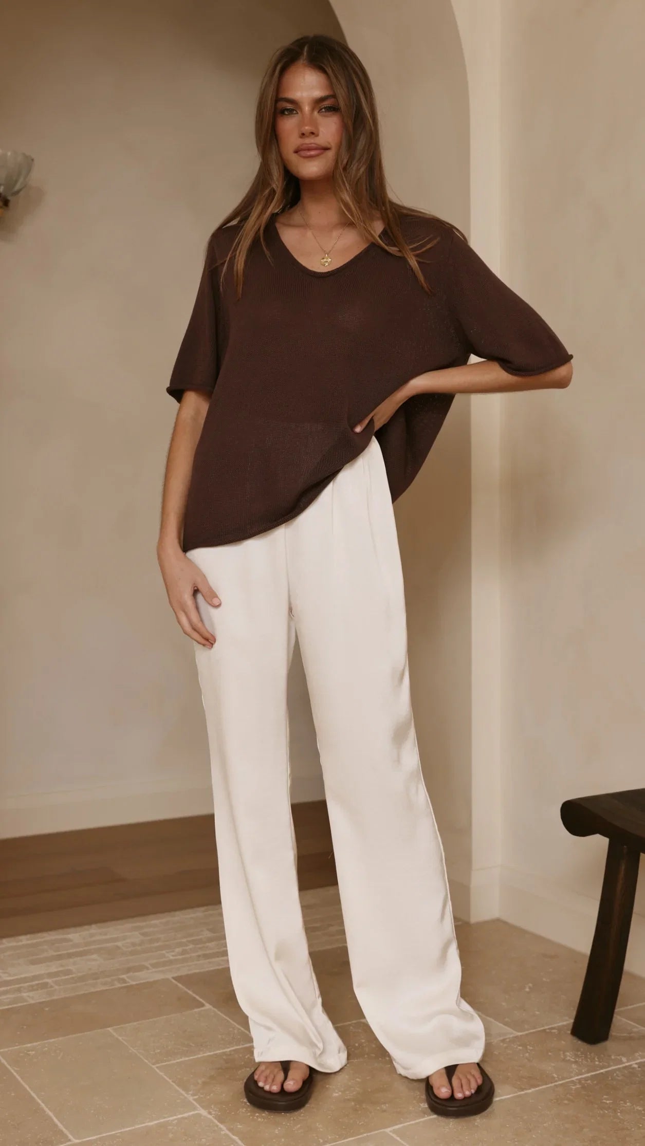 Spring Scoop Neck Tee Chocolate