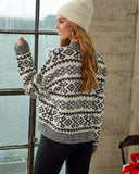 Holiday Cheers Graphic Fair Isle Mock Neck Sweater