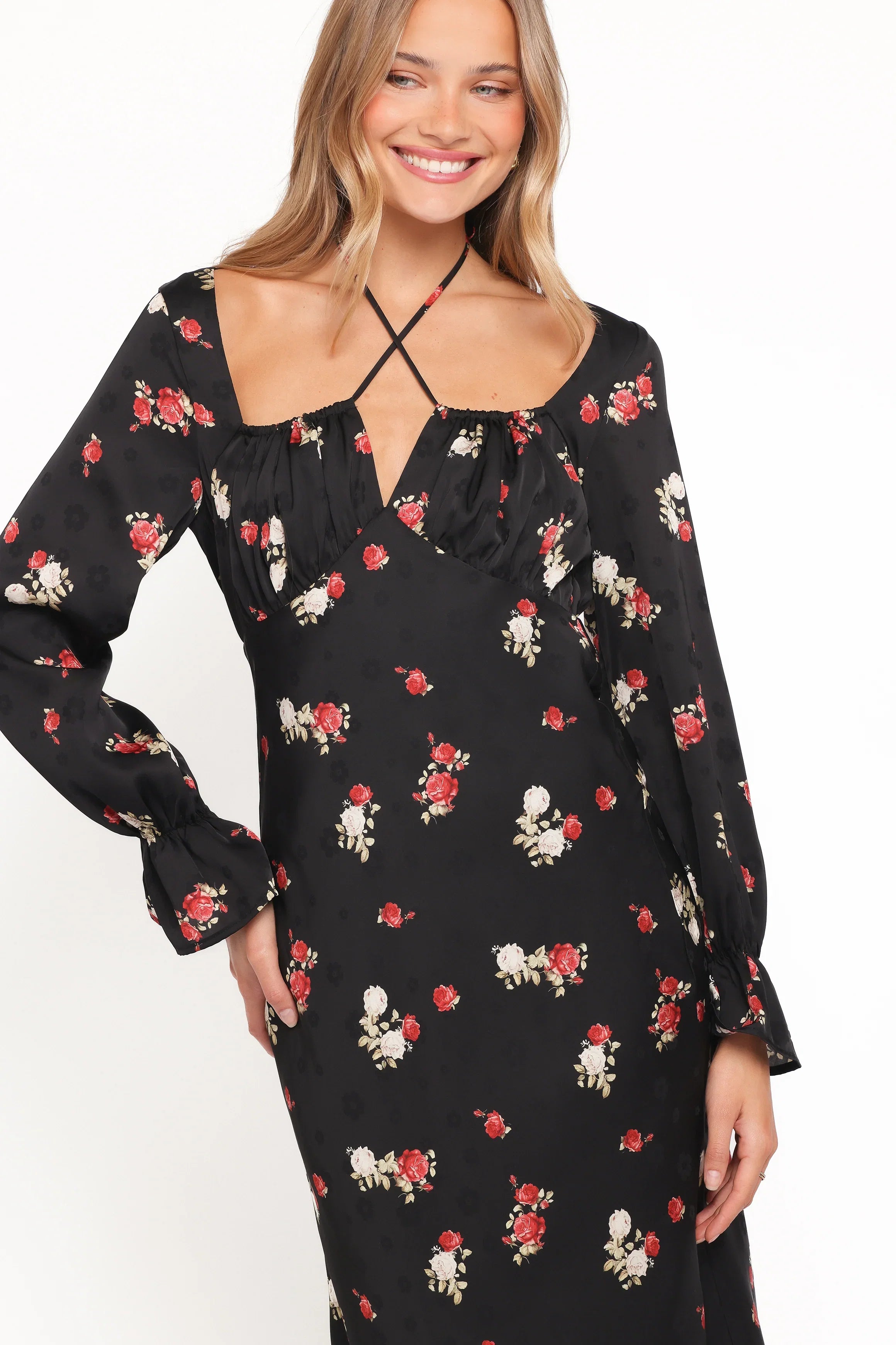 Pauline Long Sleeve Maxi Dress Black Floral