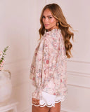 Ethereal Darling Split Neck Tie Floral Blouse