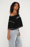 Need More Time Off Shoulder Oversized Tee Black
