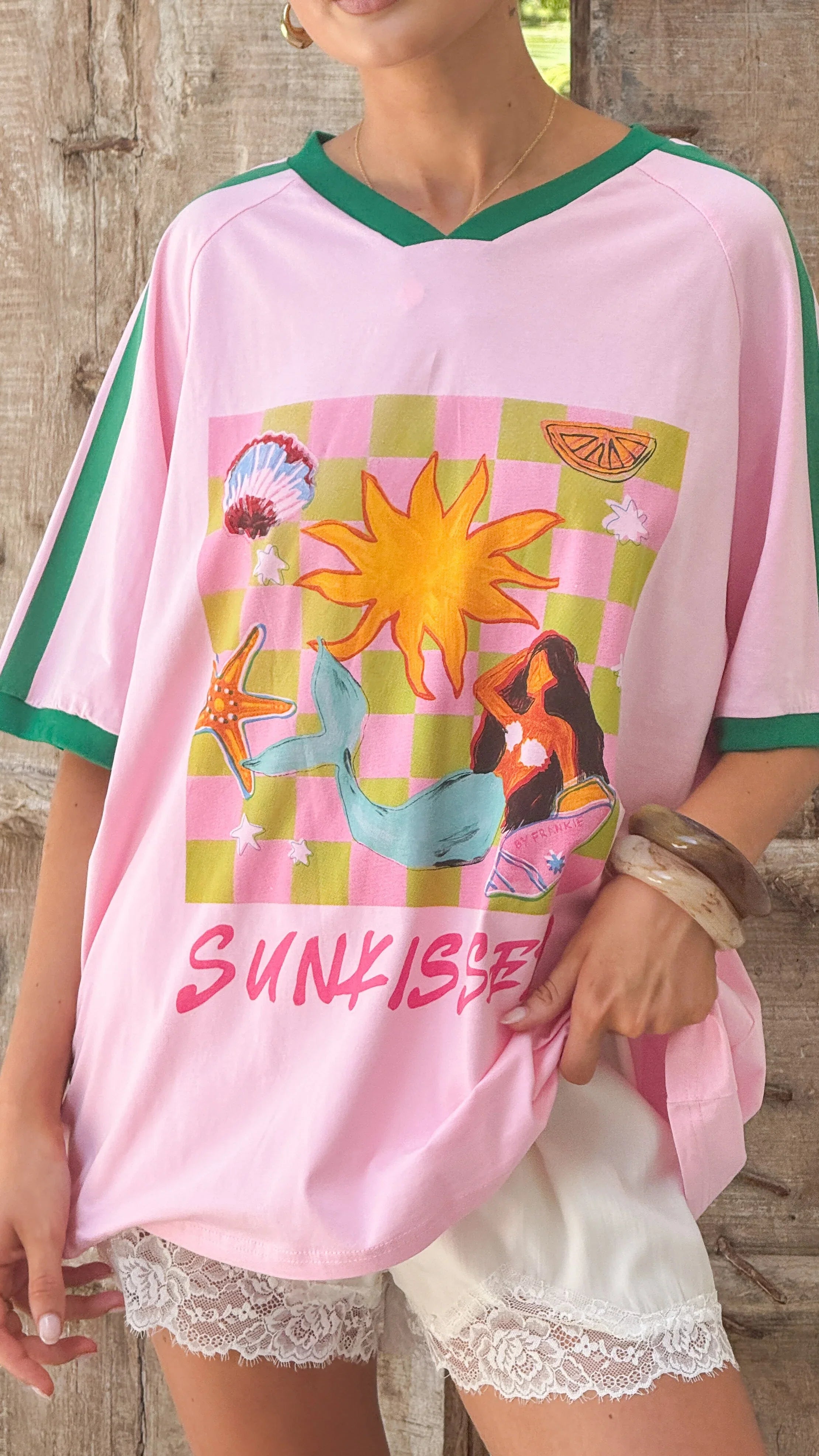 Sunkissed Oversized Tee Pink Green