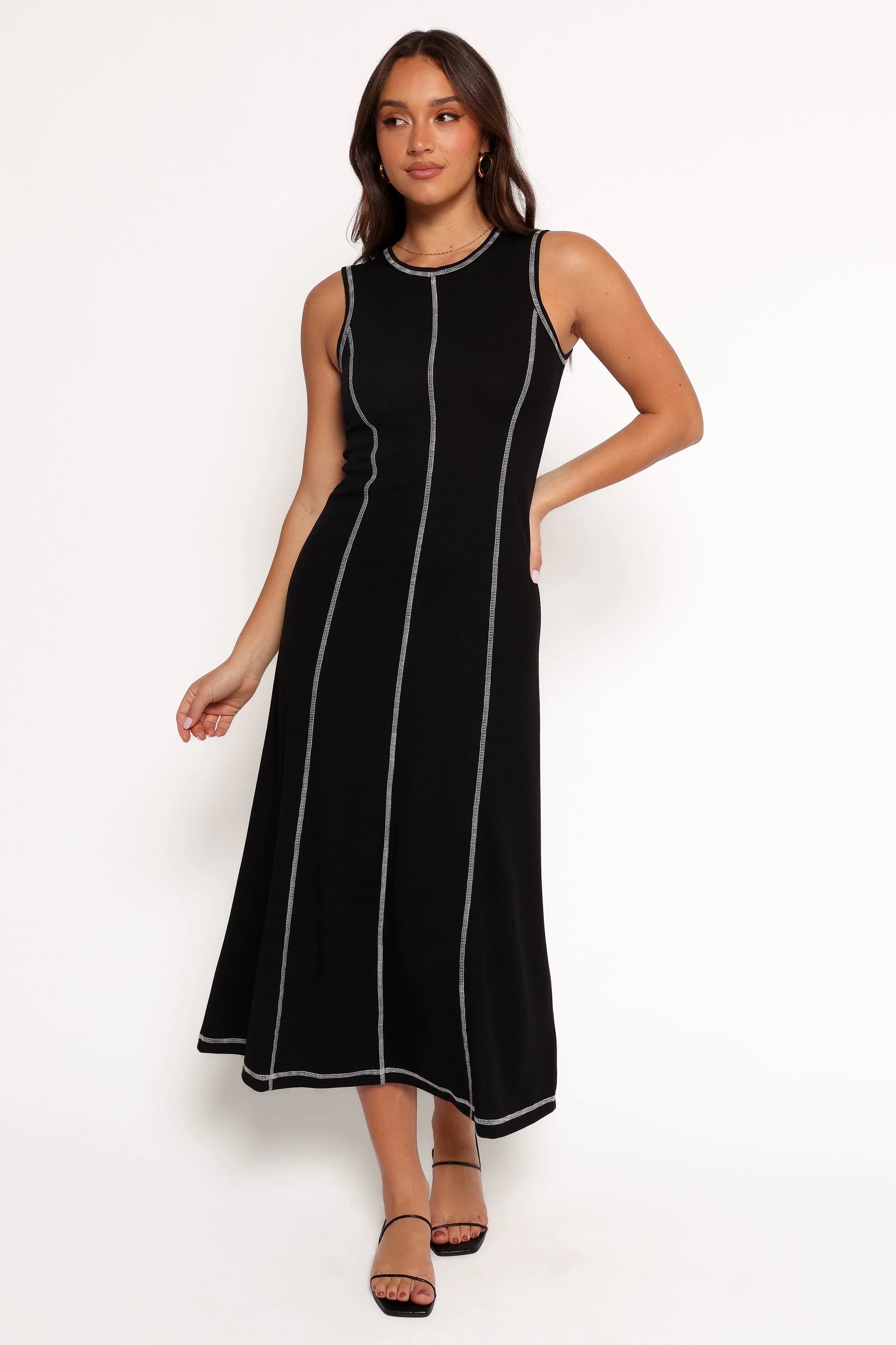 Kyrie Midi Dress Black White