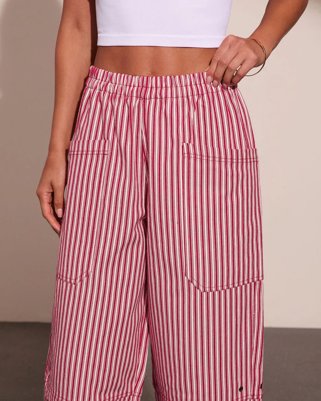 Nautical Honey Striped Barrel Leg Pants