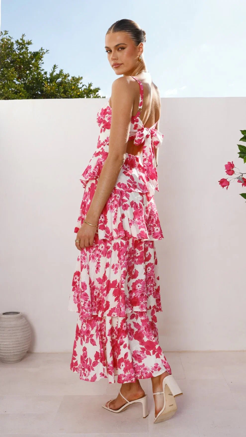 Odilia Maxi Dress Pink White Floral