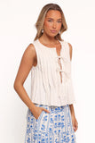 Delia Pleat Tie Top White
