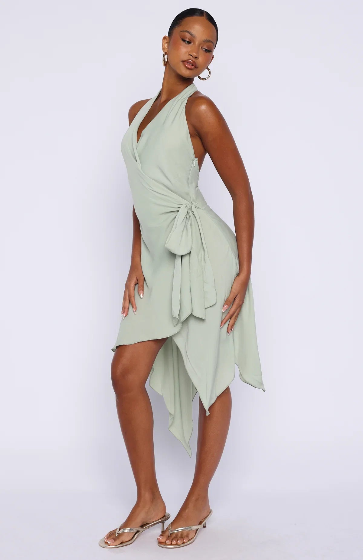 Reminiscing Halter Midi Dress Mint