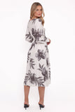 Grainne Long Sleeve Midi Dress Black White Floral