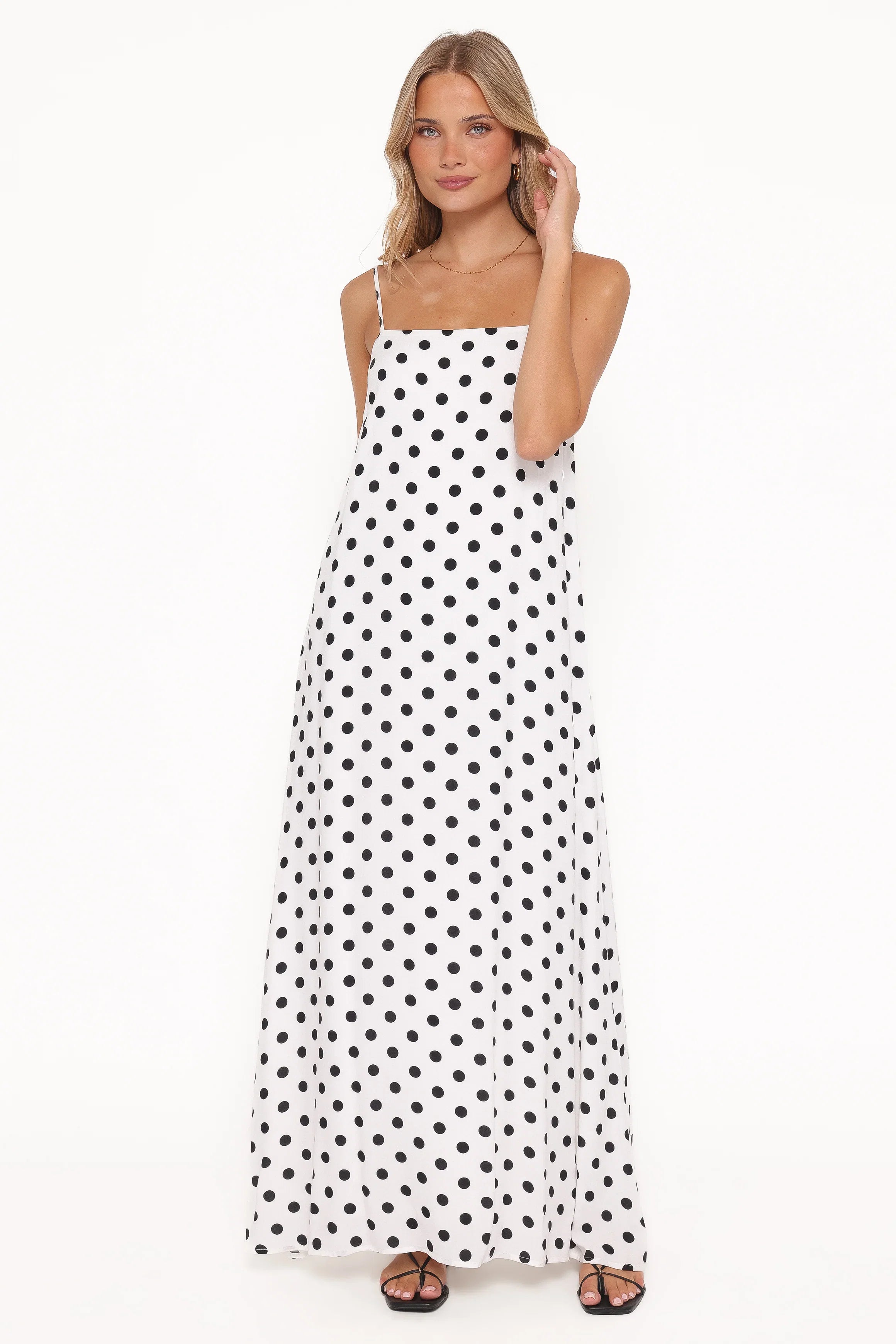 Virgo Maxi Dress White Polka Dot