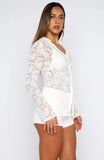 Shes A Dime Long Sleeve Lace Top White