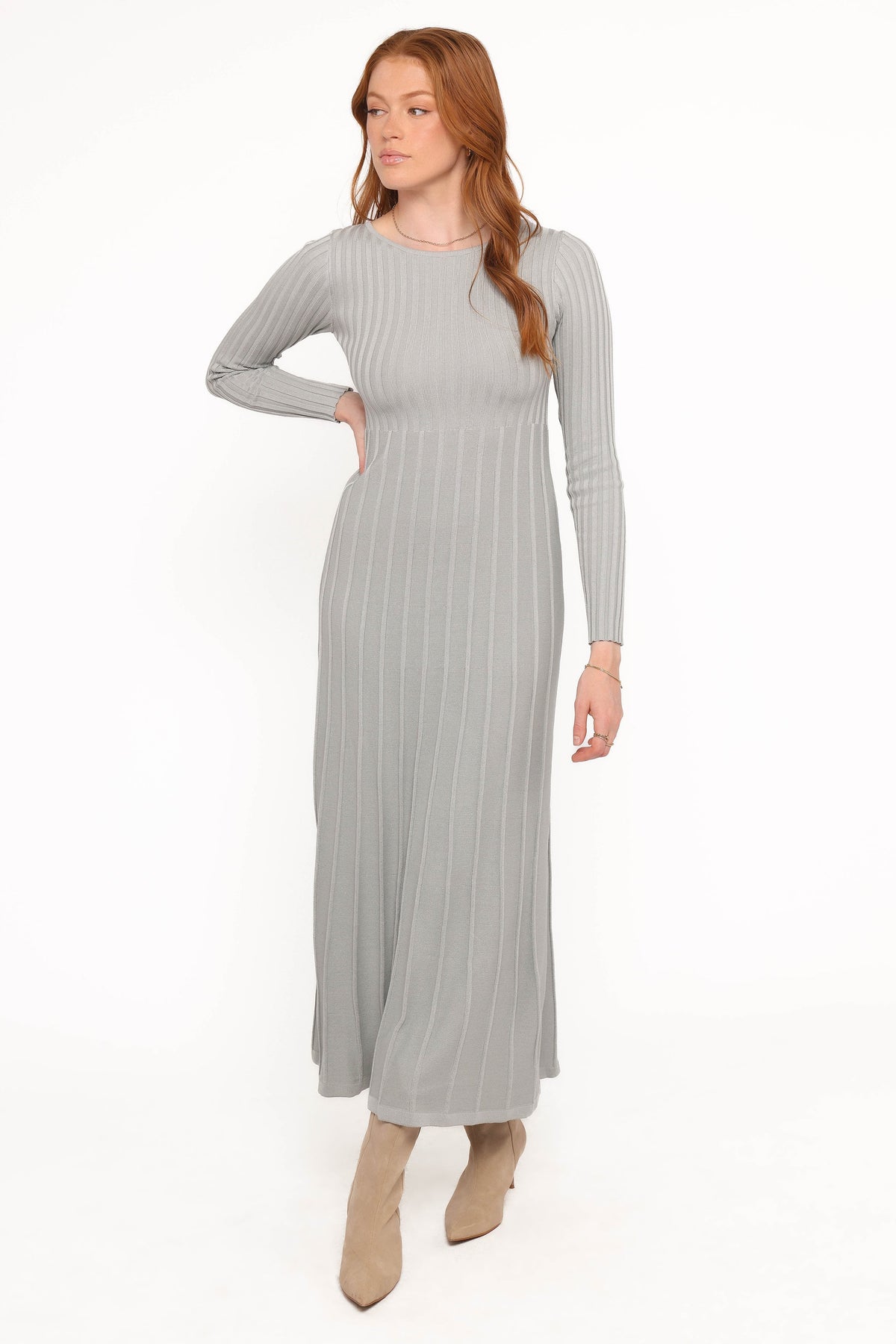 Alison Long Sleeve Maxi Dress Grey