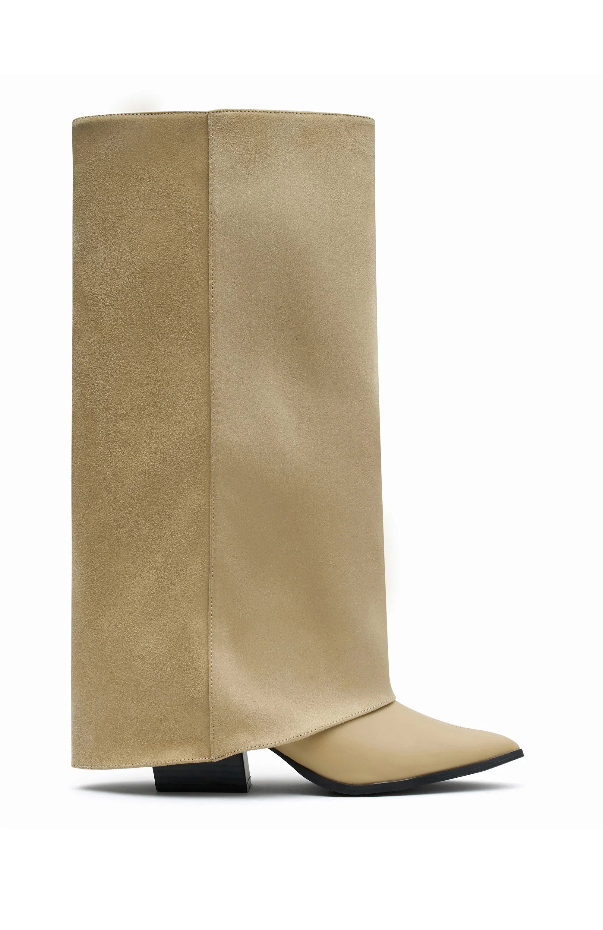 Im That Girl Knee High Boots Neutral Faux Suede