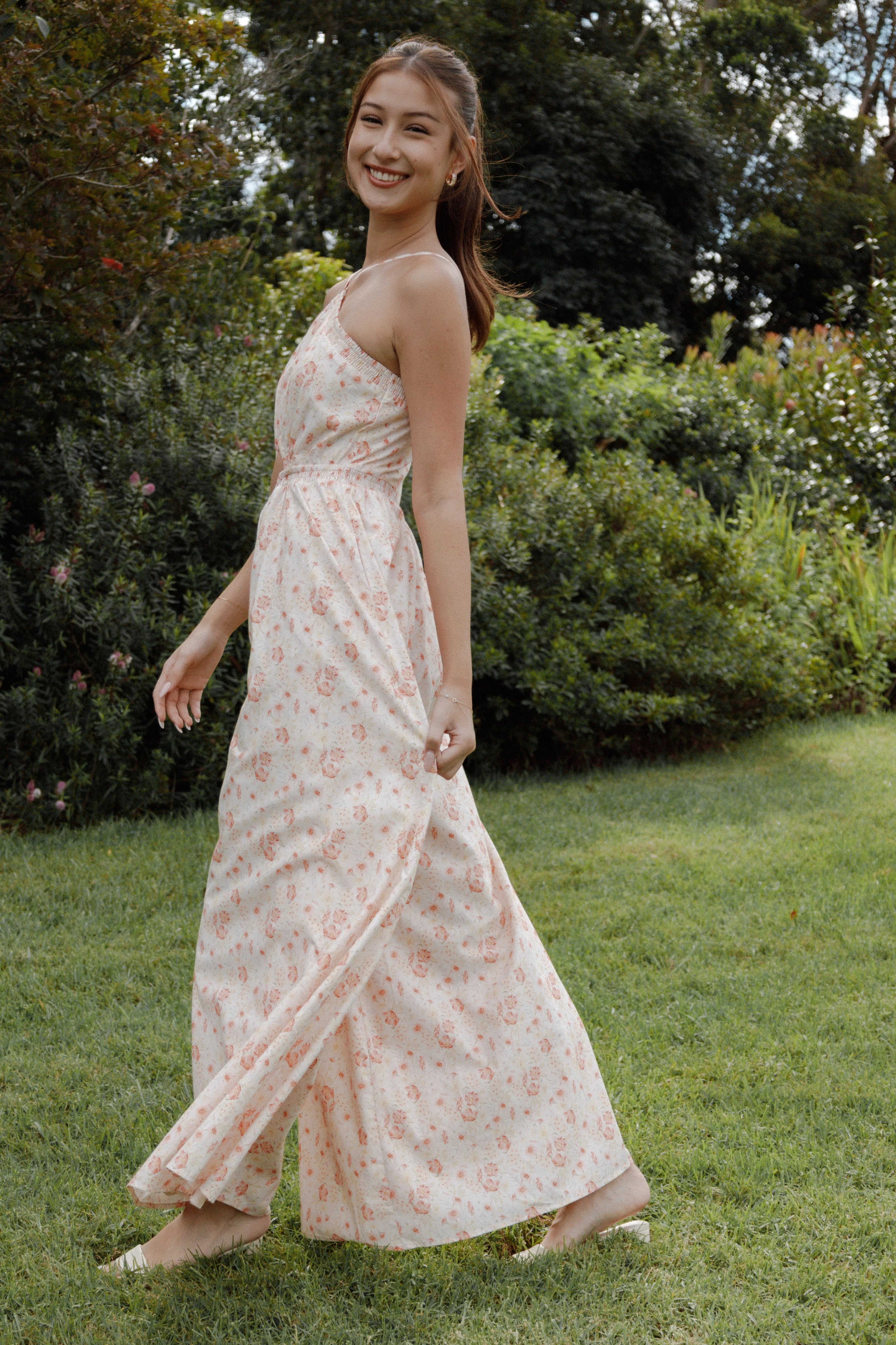 Madeira Jumpsuit Peach Ditsy Floral