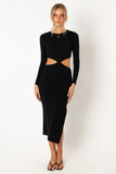 Jonah Long Sleeve Midi Dress Black
