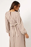 Jimi Long Sleeve Maxi Dress Brown Stripe
