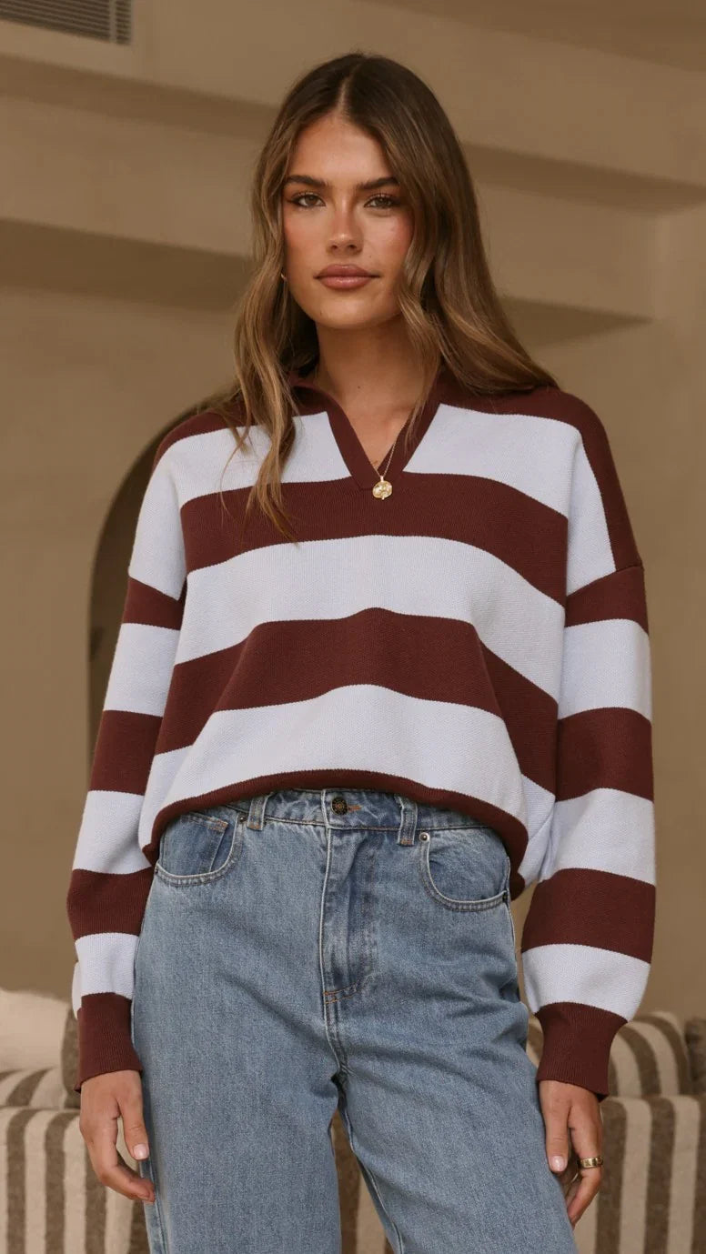 Kodi Sweater Blue Brown Stripe