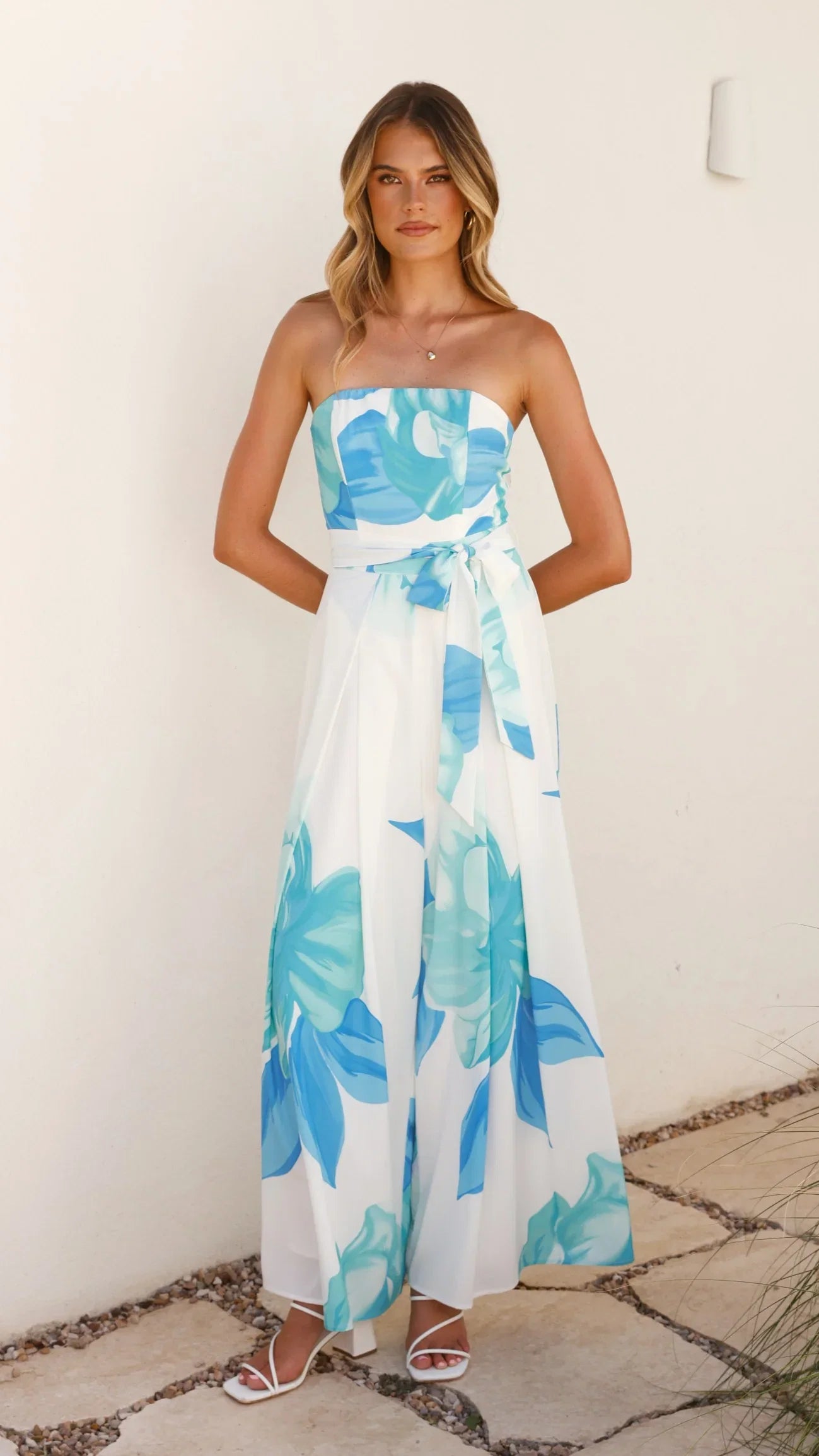 Maisy Strapless Jumpsuit Blue Teal