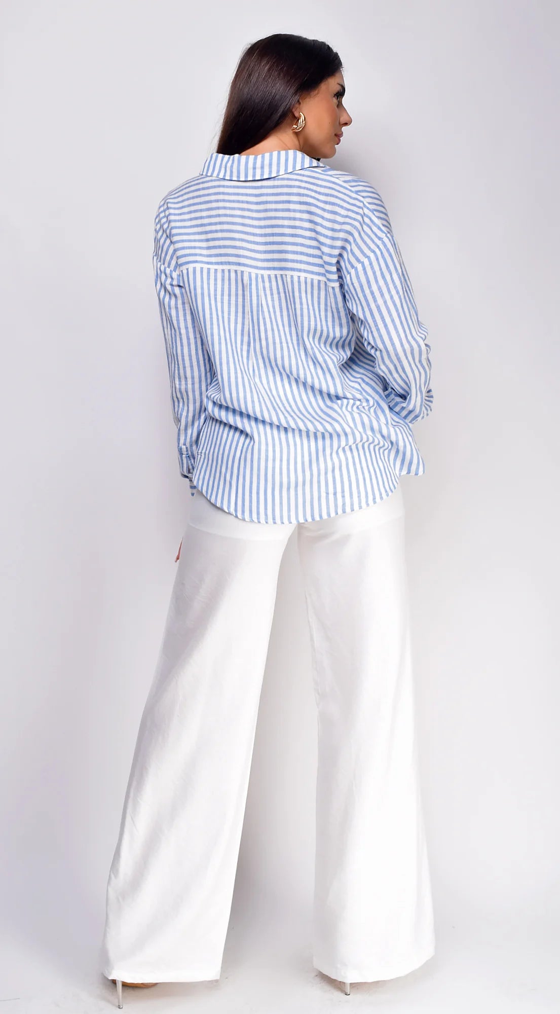 Drew Crinkle Wide Leg Pants White