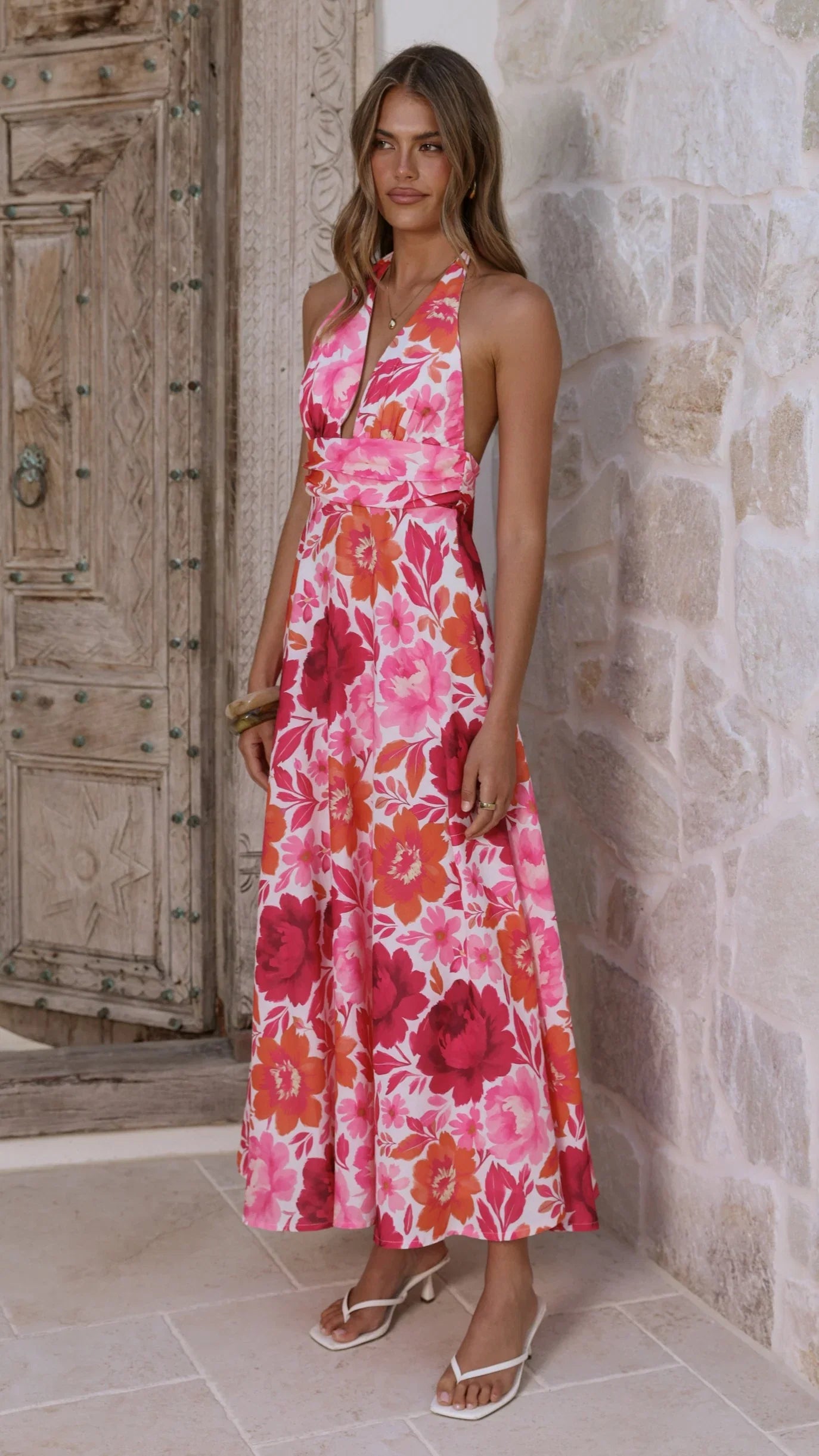 Anara Maxi Dress Pink Floral