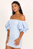 Fern Puff Sleeve Mini Dress Icy Blue