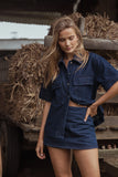 Ressie Denim Mini Skort Raw Denim