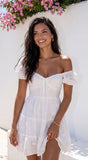 Idylla Eyelet Tiered Mini Dress White