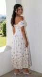 Lunaria Floral Midi Dress Ivory White