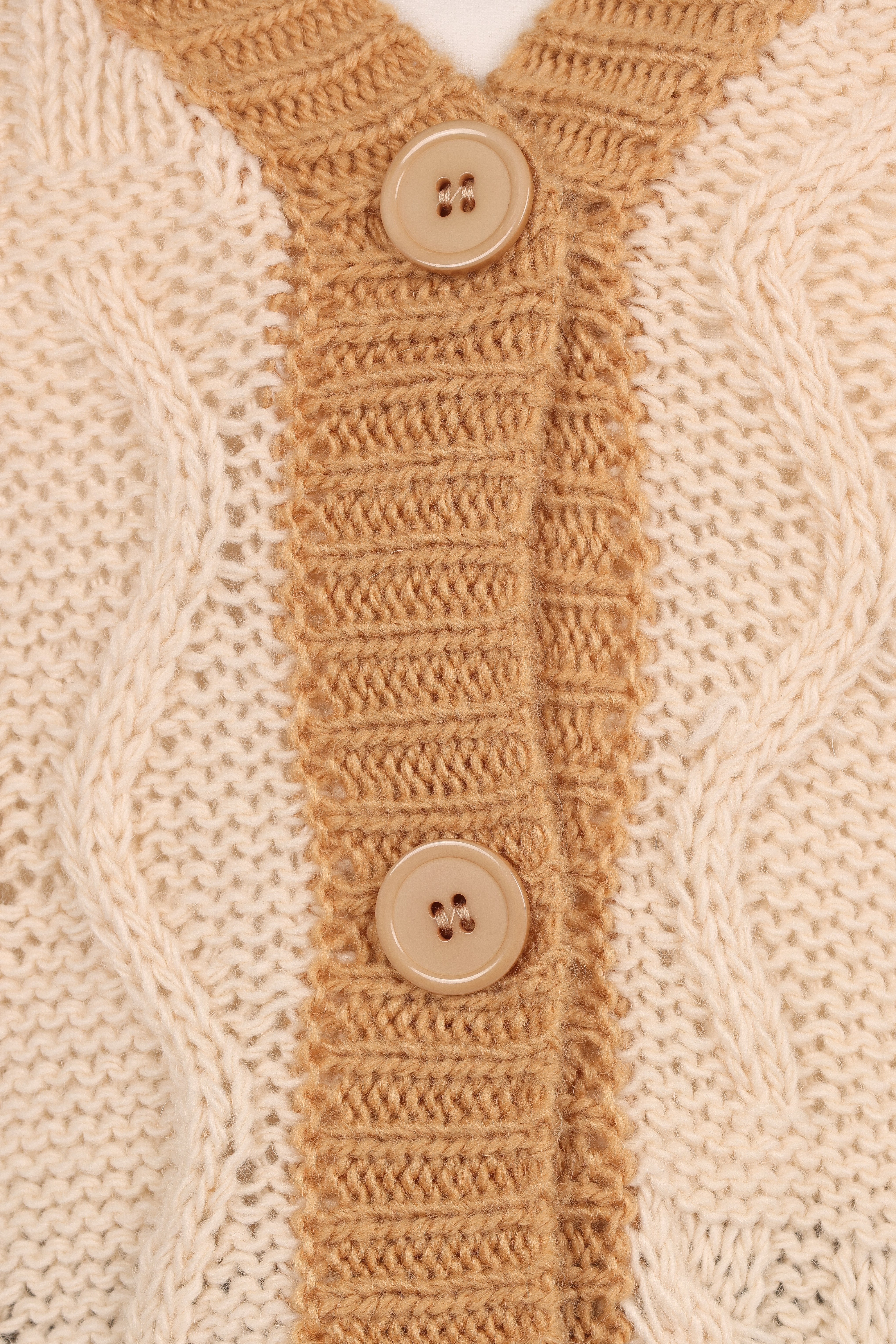 Zina Contrast Cardigan Tan