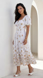 Lunaria Floral Midi Dress Ivory White