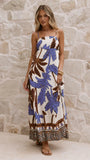 Marcel Maxi Dress Chocolate Blue Palm