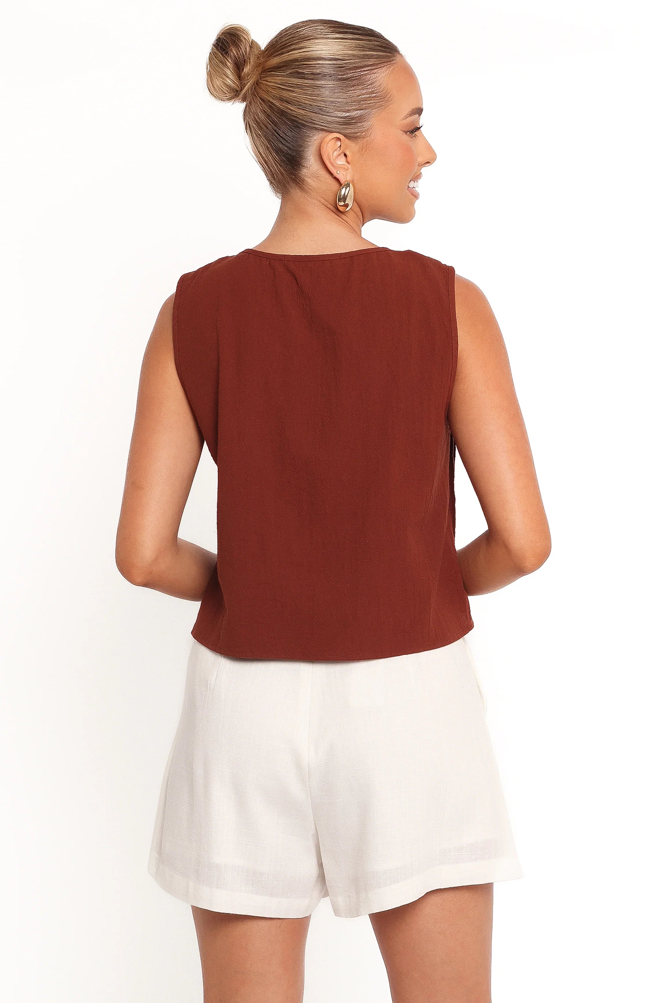 Nika Pleated Top Chocolate Brown