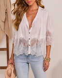 Sun Press Linen Lace Trim Top