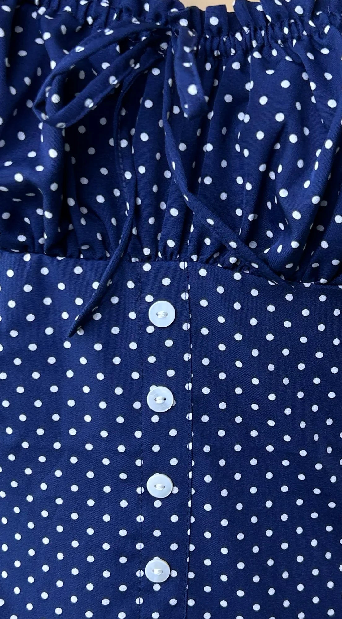 Bellara Polka Dot Drop Waist Mini Dress Navy