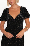 Farryn Maxi Dress Black Gold Velvet