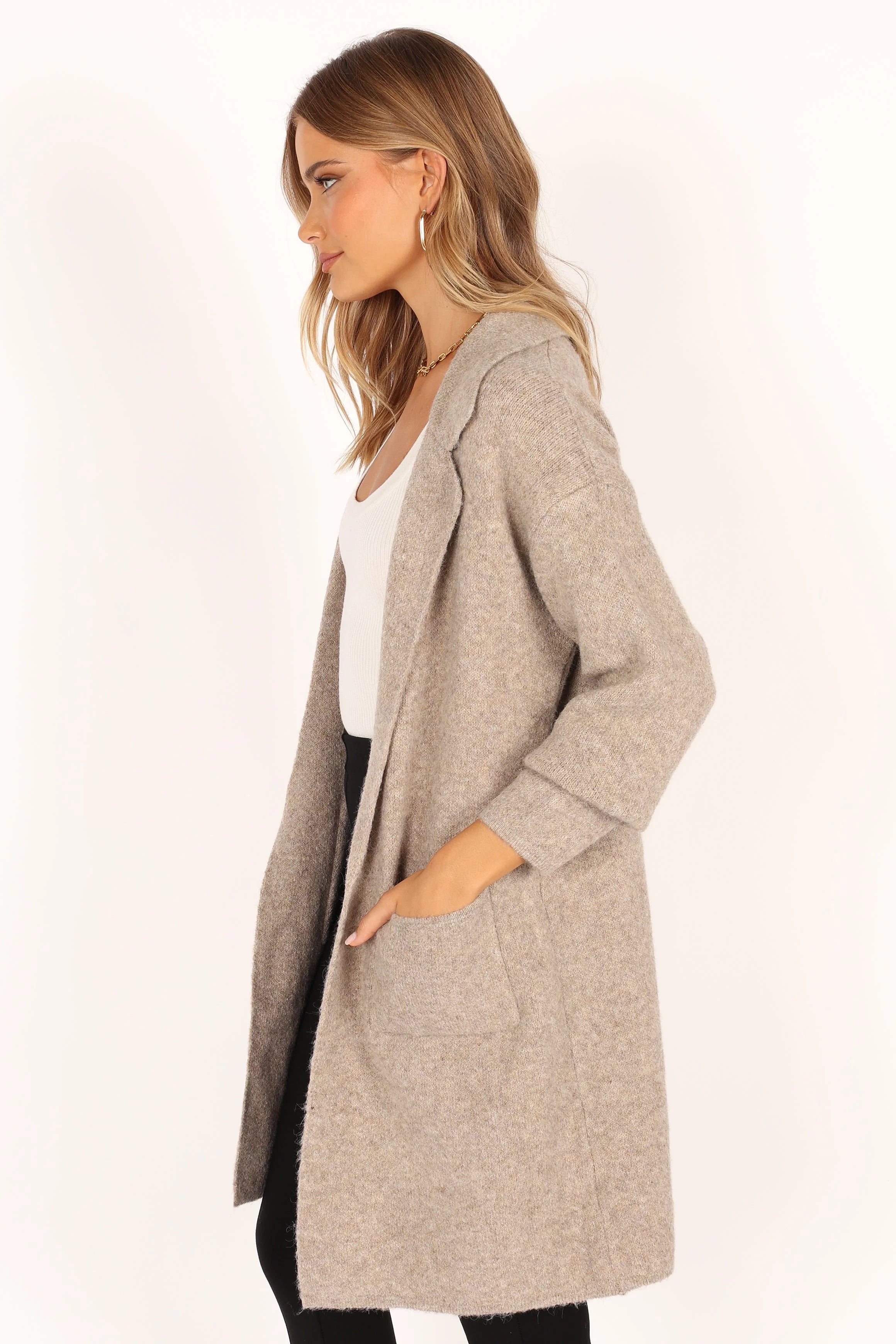 Skylar Open Front Coatigan Taupe