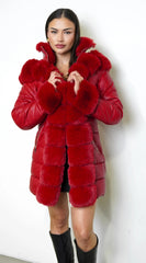 Glacier PU Puffer Fur Jacket Red