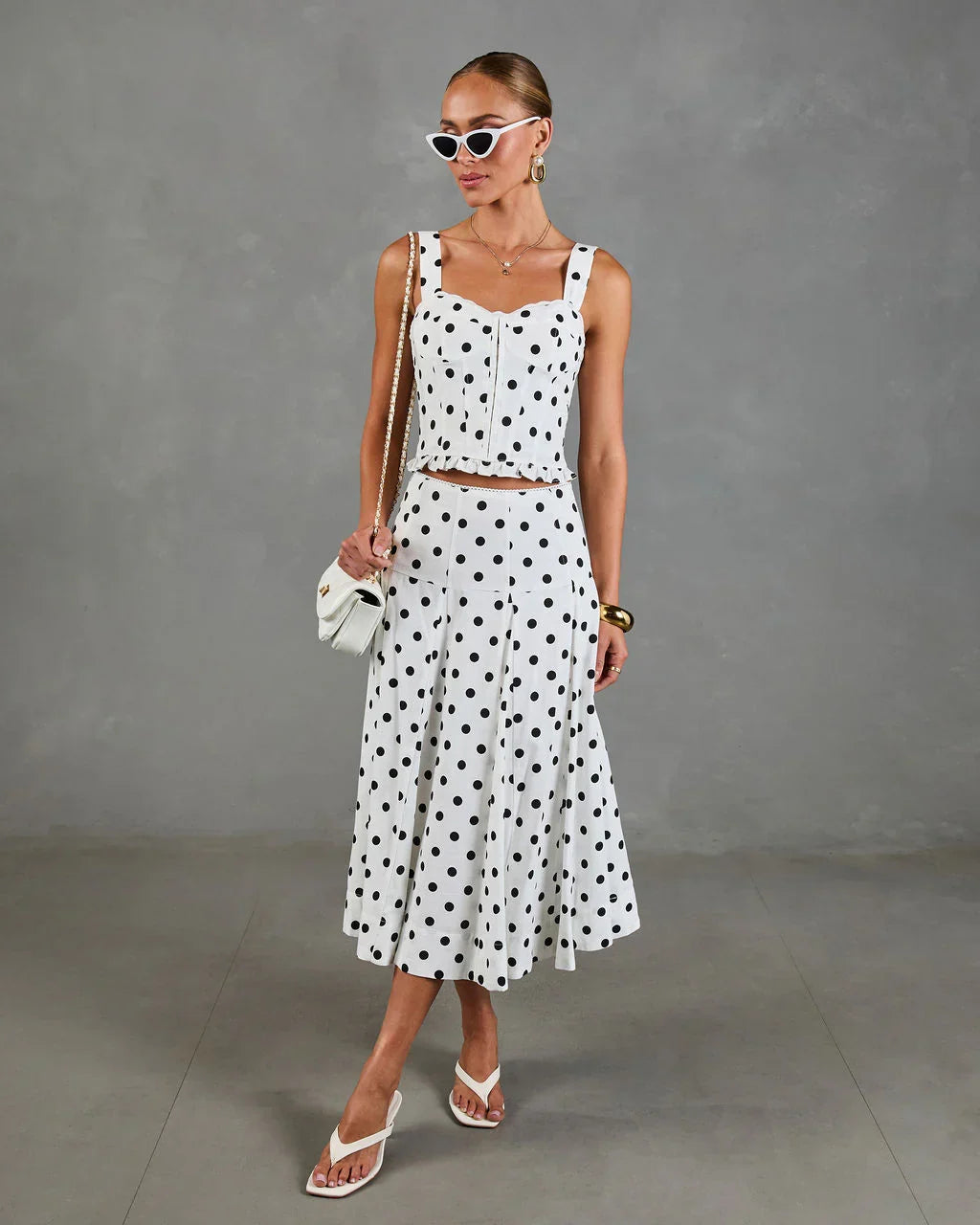 Spotted Dream Polka Dot Corset Linen Blend Top
