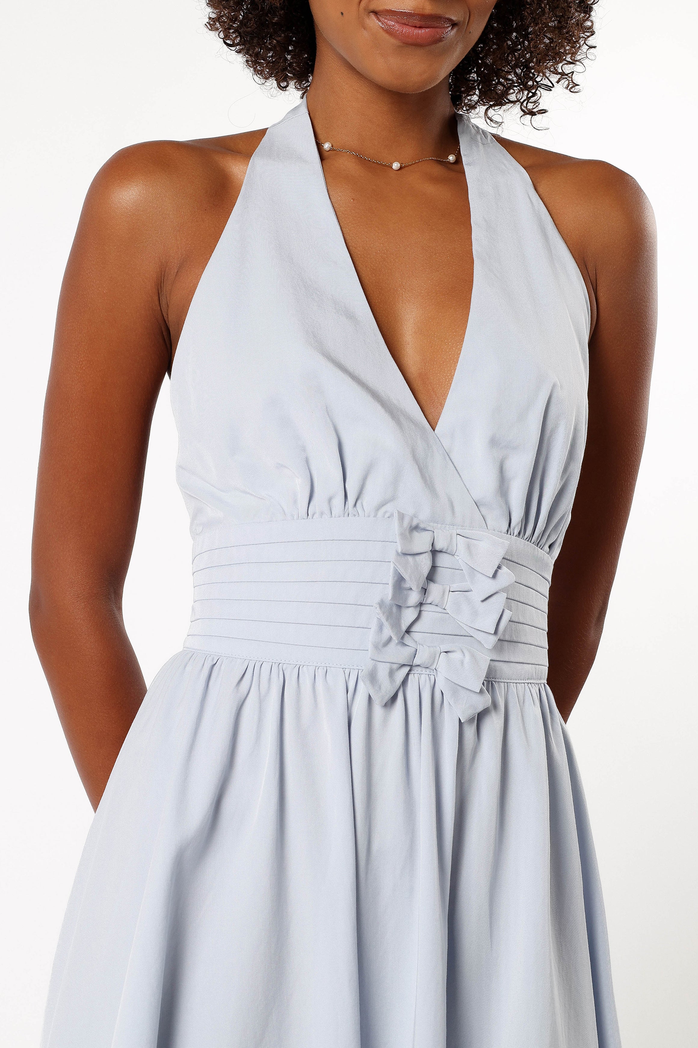 Leigh Halterneck Mini Dress Light Blue