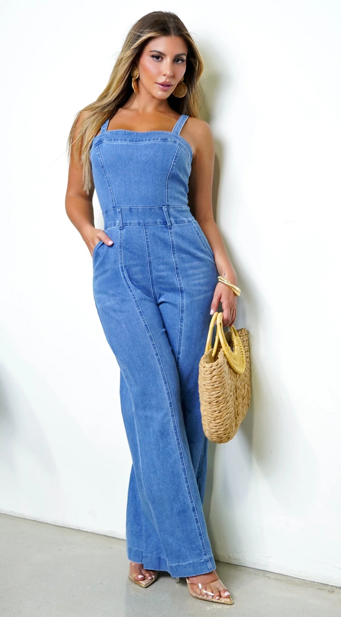 Evolet Denim Jumpsuit Blue