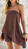Chloey Strapless Top Shorts Set Chocolate