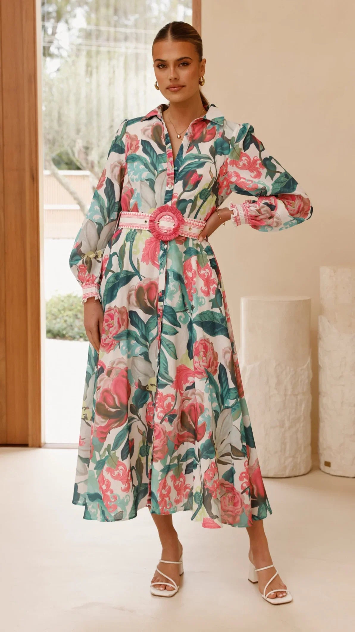 Aida Long Sleeve Maxi Dress Spritz Pink