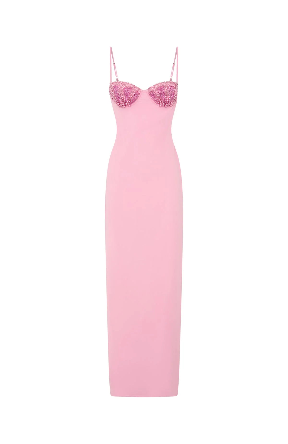 Motel Mermaid Beaded Maxi Dress Candy Pink