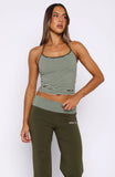 Lucky Charm Halter Top Khaki Mint Stripe