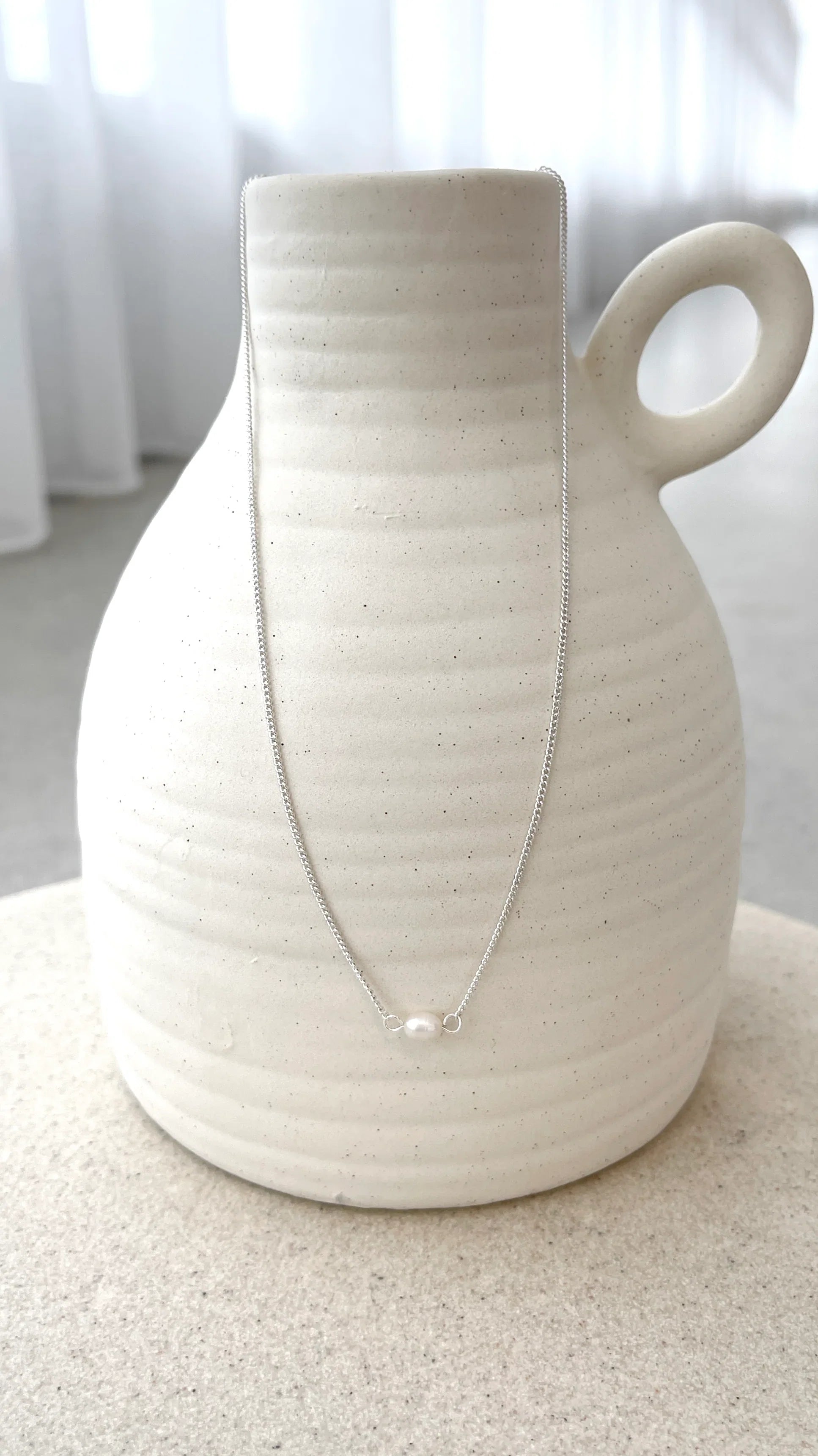 Kimmy Necklace Silver Pearl