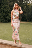 Anabelle Halter Neck Midi Dress Pink Floral