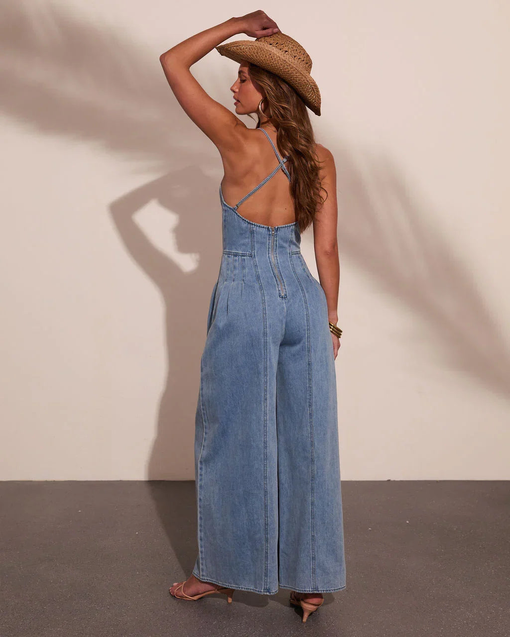 Indigo Outlaw Wide Leg Denim Jumpsuit